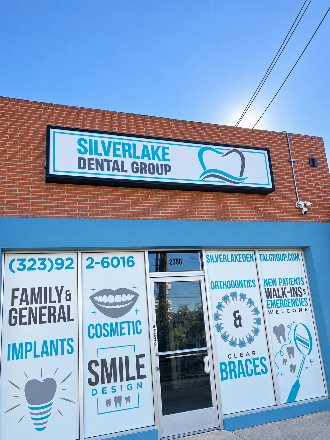 Silverlake Dental Group sign and window lettering at 2390 Glendale Blvd